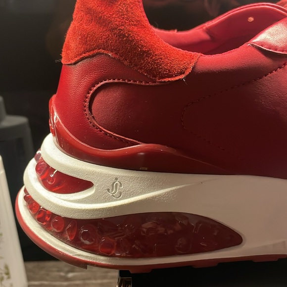 Jimmy Choo red leather, suede and fabric sneakers - Picture 6 of 10